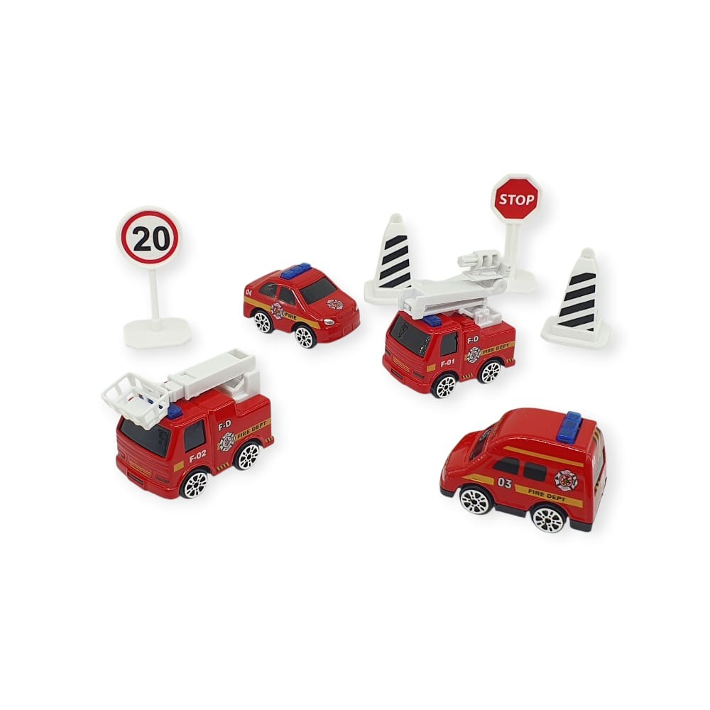 İş Makinaları 8 Parça Araç Seti - İtfaiye Seti (Lisinya) İş Makinaları 8 Parça Araç Seti - İtfaiye Seti (Lisinya)