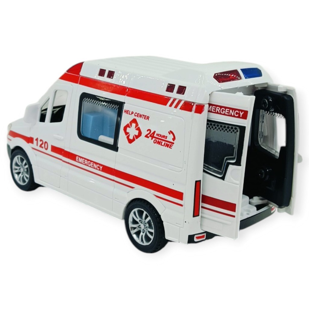 Ambulans Arabası Işıklı Sesli Sürtmeli Plastik 15cm (Lisinya) Ambulans Arabası Işıklı Sesli Sürtmeli Plastik 15cm (Lisinya)