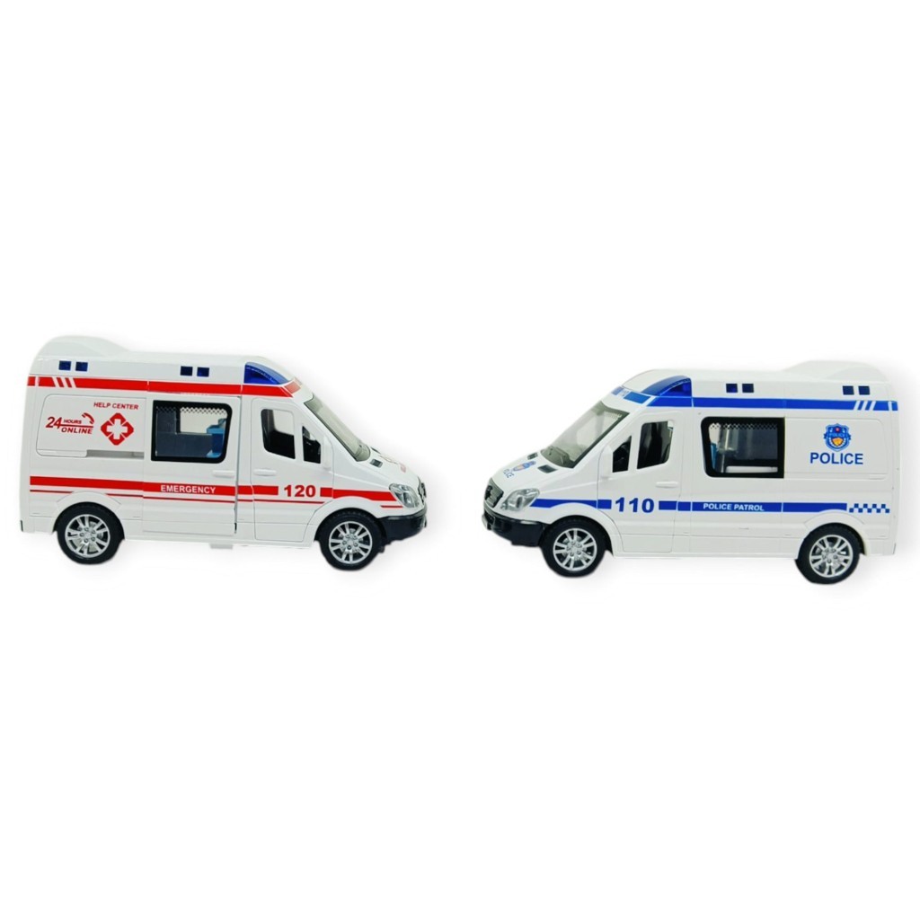 Polis Ambulans Arabası Işıklı Sesli Sürtmeli Plastik 2li Set 15cm (Lisinya) Polis Ambulans Arabası Işıklı Sesli Sürtmeli Plastik 2li Set 15cm (Lisinya)