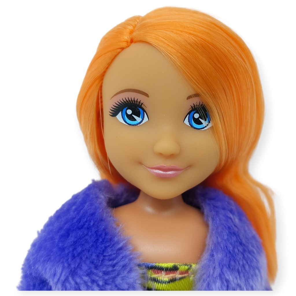 Moda İkonu Bebek Figür 13 cm  - Turuncu Saçlı Neon Şıklık (Lisinya)