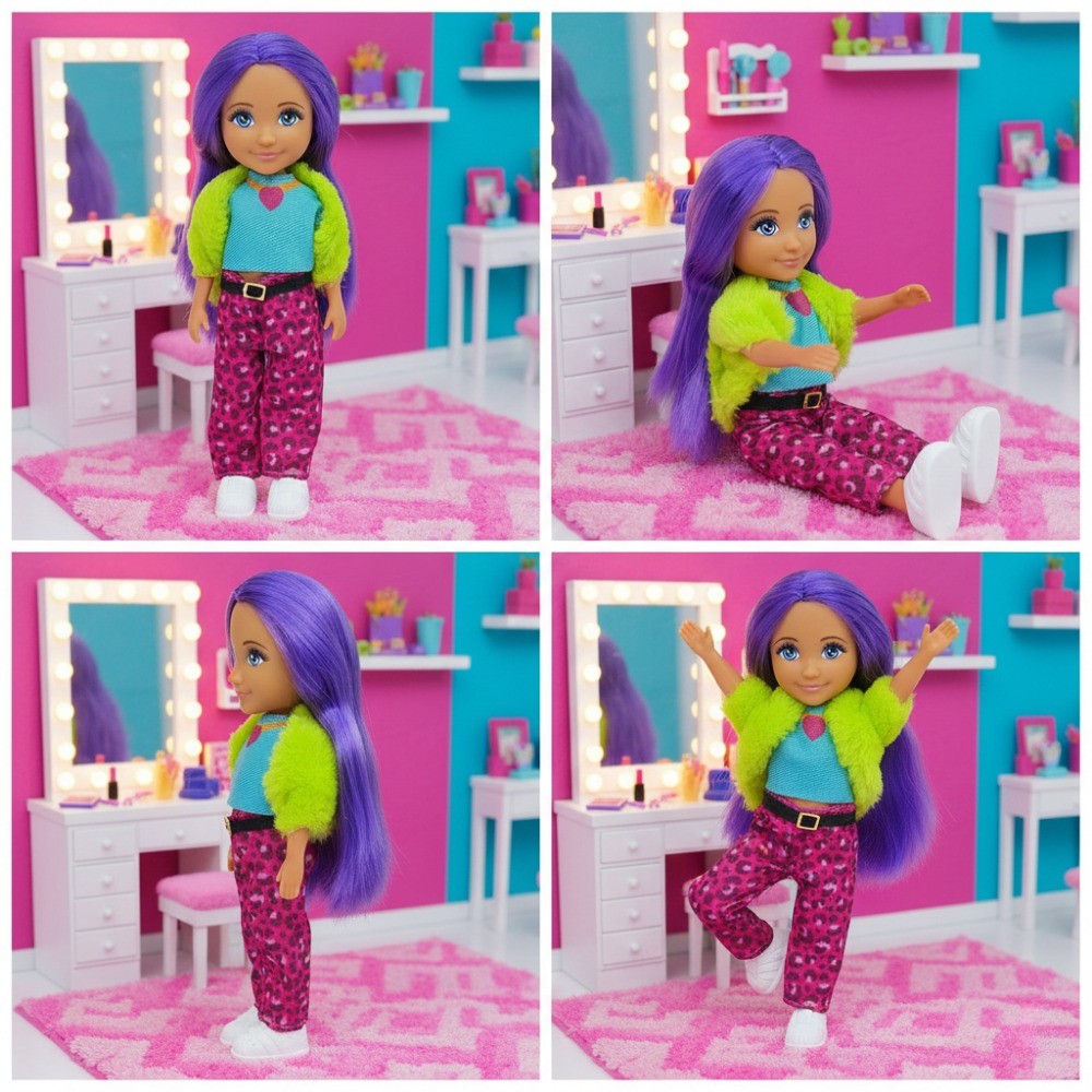 Ankiki Moda İkonu Bebek Figür 13 cm  - Mor Saçlı Hip-Hop Rüzgarı  (Lisinya)