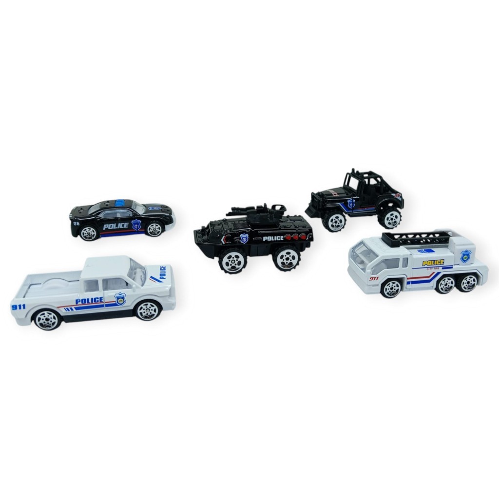 İş Araçları Serisi - Polis Araç Seti 5 Parça 7 cm - TH733 (Lisinya)