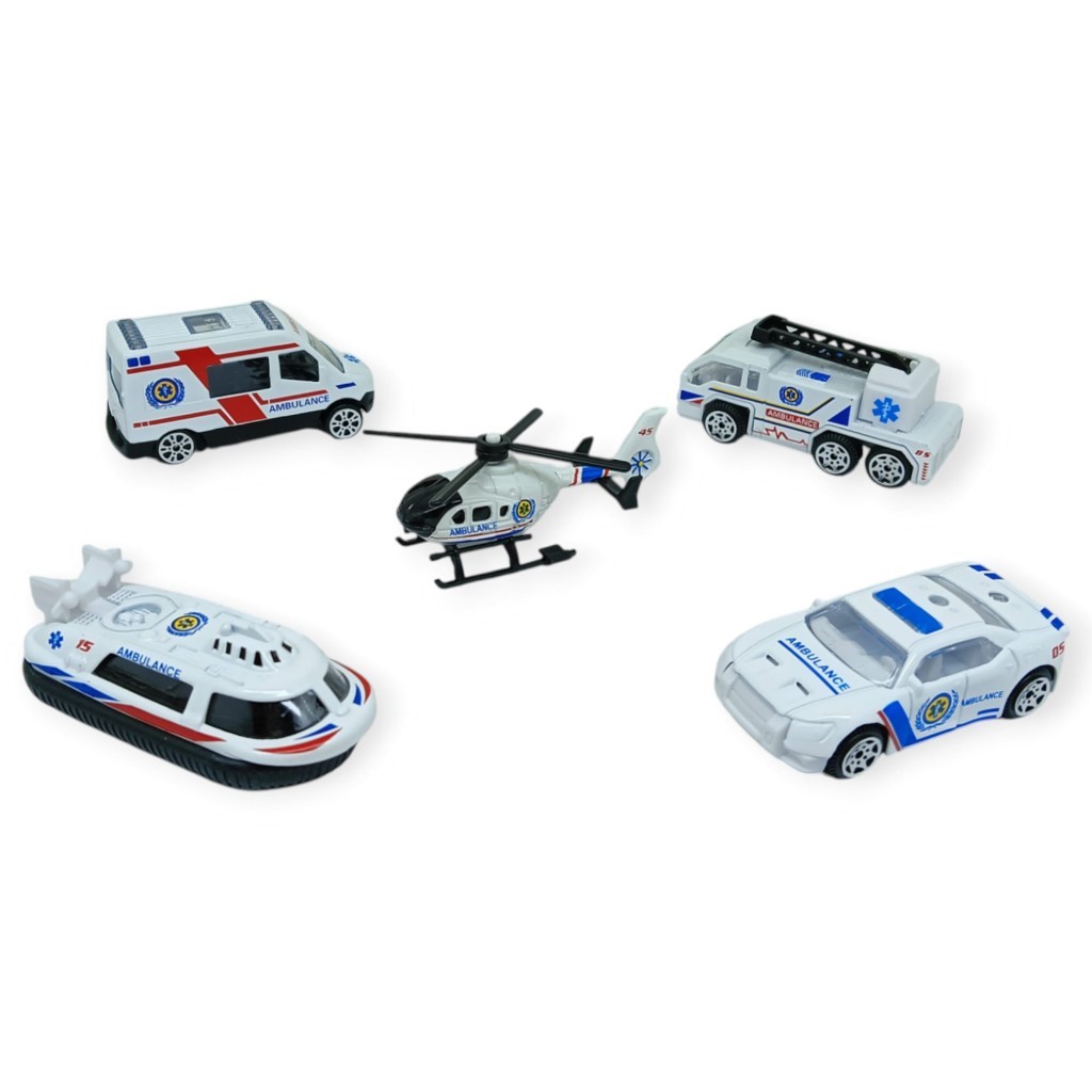 İş Araçları Serisi - Ambulans Araç Seti 5 Parça 7 cm - TH733 (Lisinya)