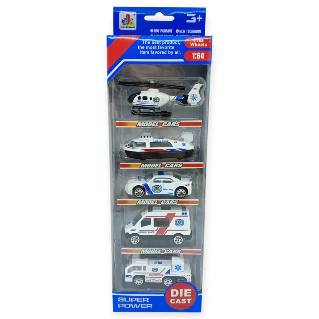 İş Araçları Serisi - Ambulans Araç Seti 5 Parça 7 cm - TH733 (Lisinya)