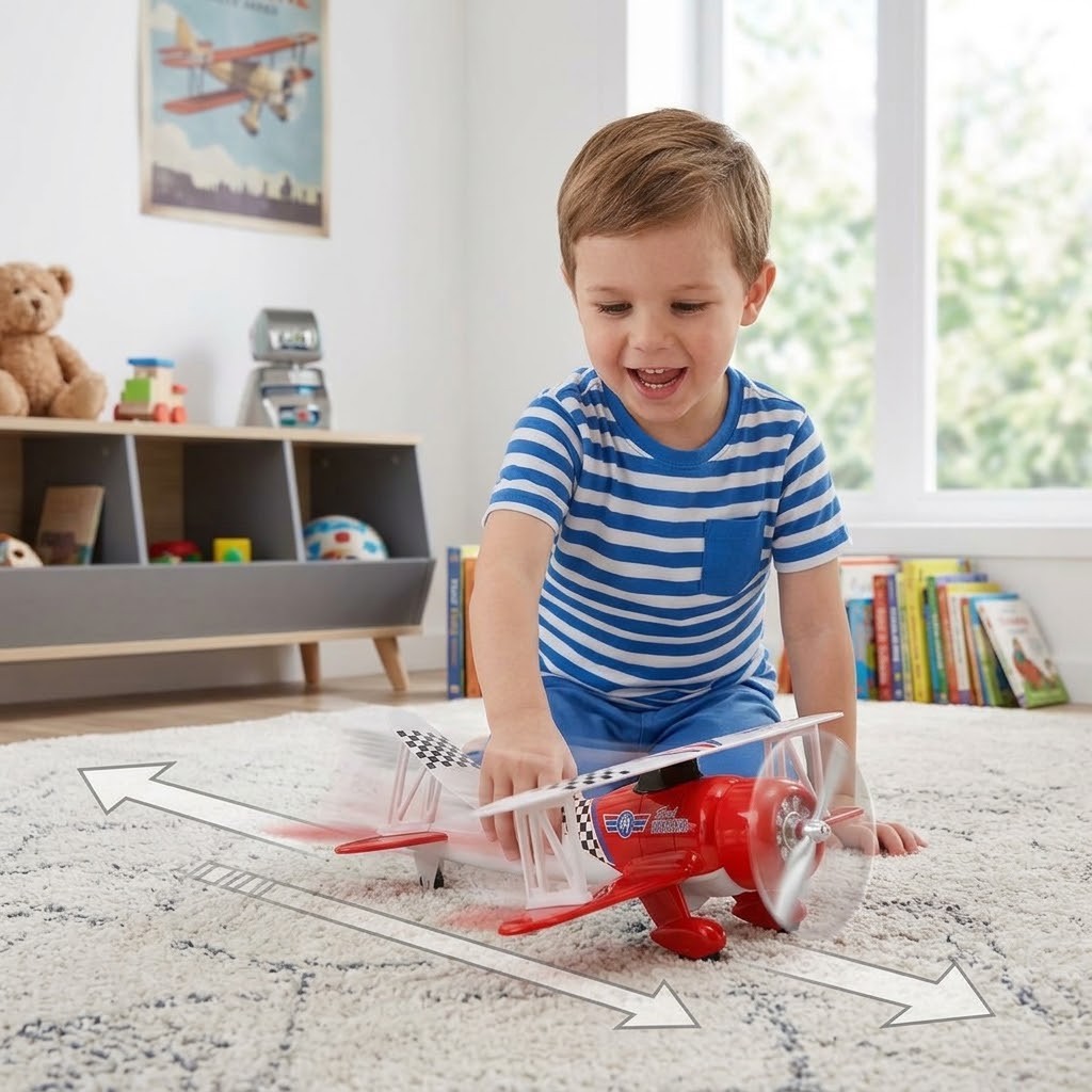 Die-Cast Çek-Bırak Uçak Oyuncak - Kırmızı-Beyaz  (Lisinya)