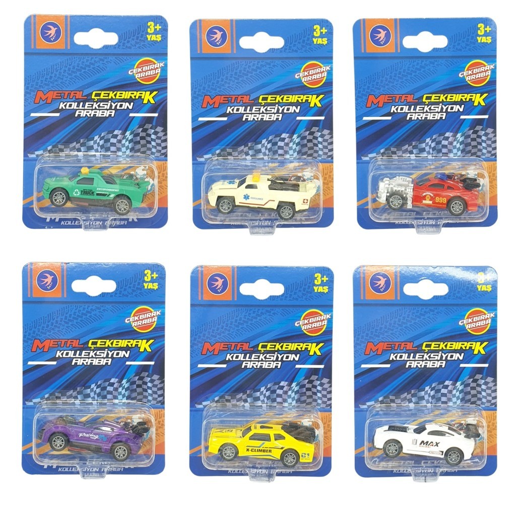 Çek Bırak Metal Küçük Arabalar 8 cm 6'lı Set (Lisinya) Çek Bırak Metal Küçük Arabalar 8 cm 6'lı Set (Lisinya)