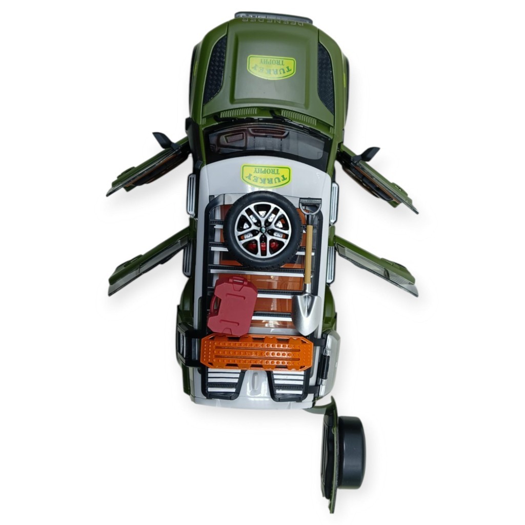 Model Araçlar - Metal Sesli Off-Road Araba 22 cm - Yeşil (Lisinya)