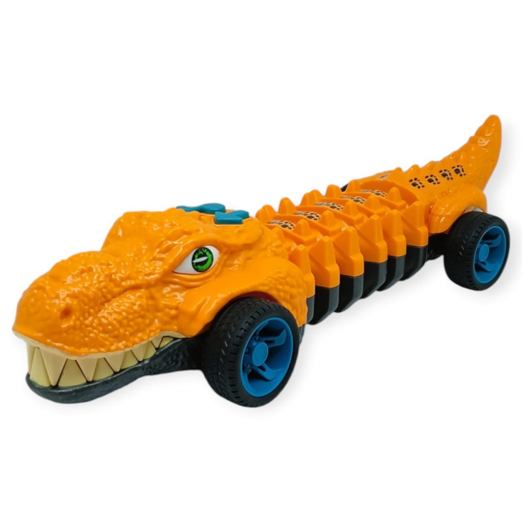 Timsah Araba - Otomatik Hareketli Sesli Işıklı 32 cm - Turuncu Timsah (Lisinya)