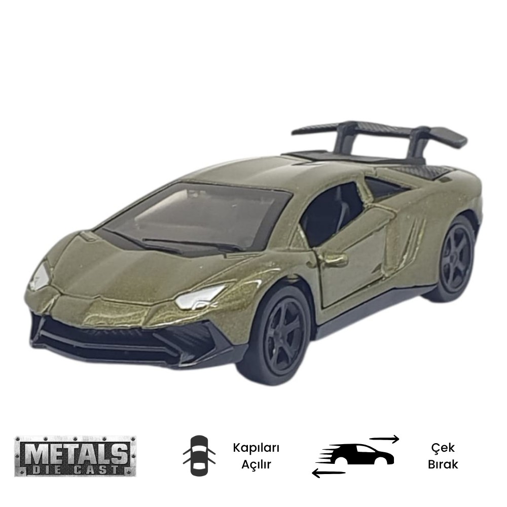 Çek Bırak Metal Küçük Arabalar 8 cm - 6411A - Haki (Lisinya) Çek Bırak Metal Küçük Arabalar 8 cm - 6411A - Haki (Lisinya)