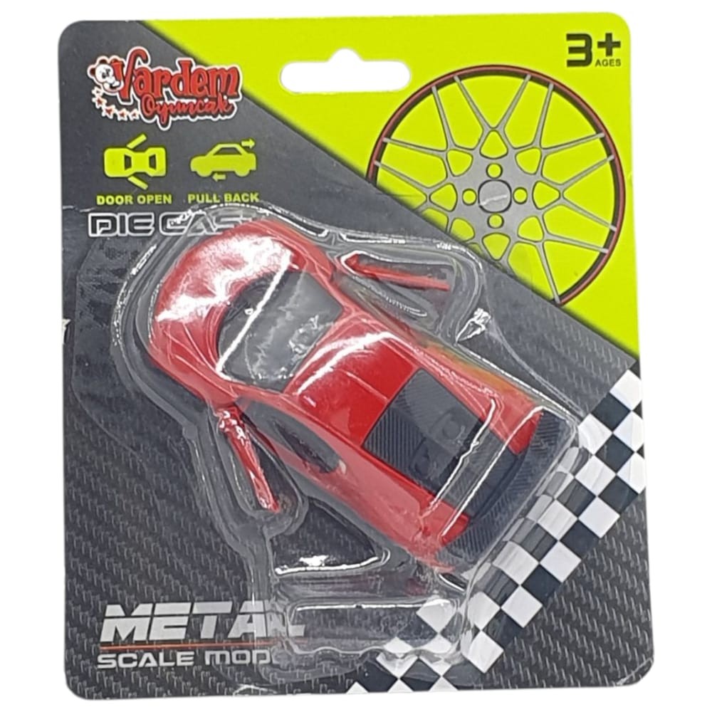 Çek Bırak Metal Küçük Arabalar 8 cm - 6411A-3 - Kırmızı (Lisinya)