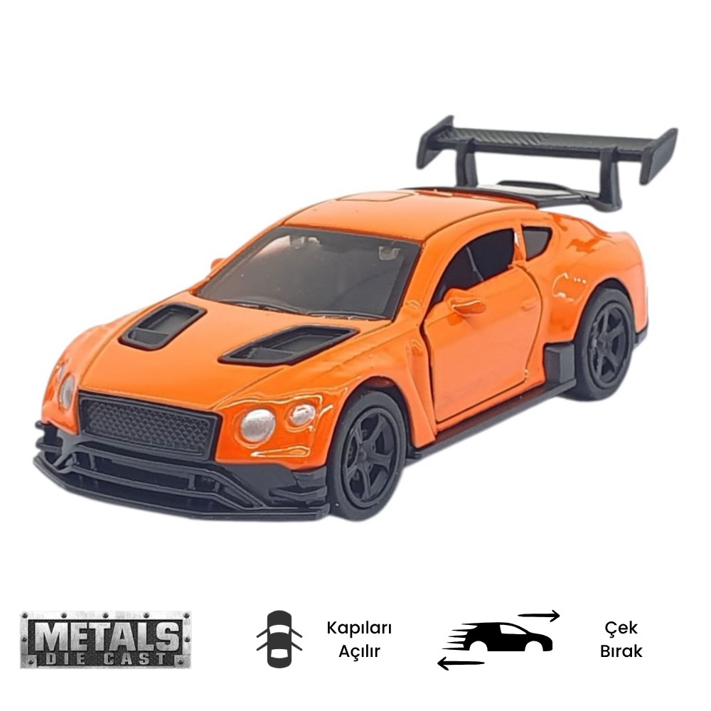 Çek Bırak Metal Küçük Arabalar 8 cm - 6411A-8 - Turuncu (Lisinya)