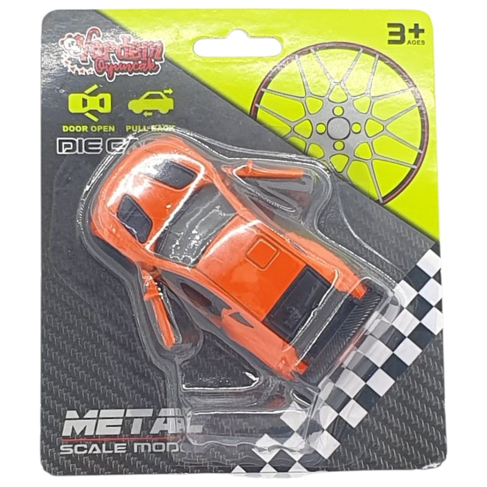 Çek Bırak Metal Küçük Arabalar 8 cm - 6411A-8 - Turuncu (Lisinya)