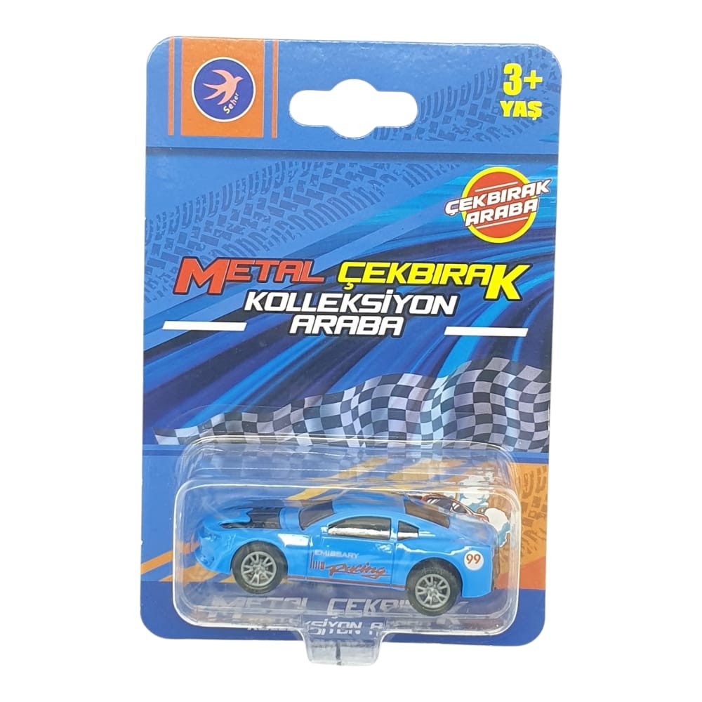 Çek Bırak Metal Küçük Arabalar 8 cm - SH40031 - Mavi Racing (Lisinya)