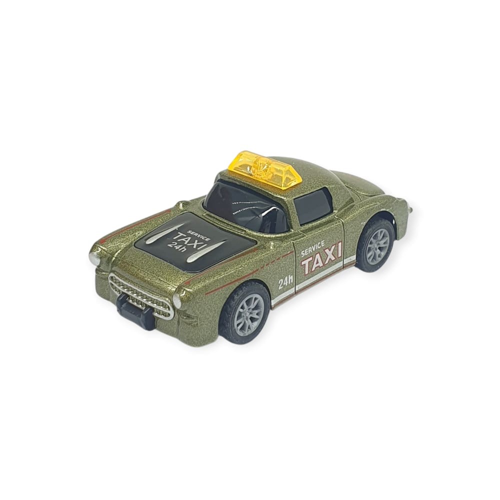 Çek Bırak Metal Küçük Arabalar 8 cm - SH40031 - Haki Taxi (Lisinya)