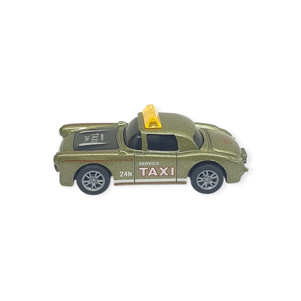 Çek Bırak Metal Küçük Arabalar 8 cm - SH40031 - Haki Taxi (Lisinya)