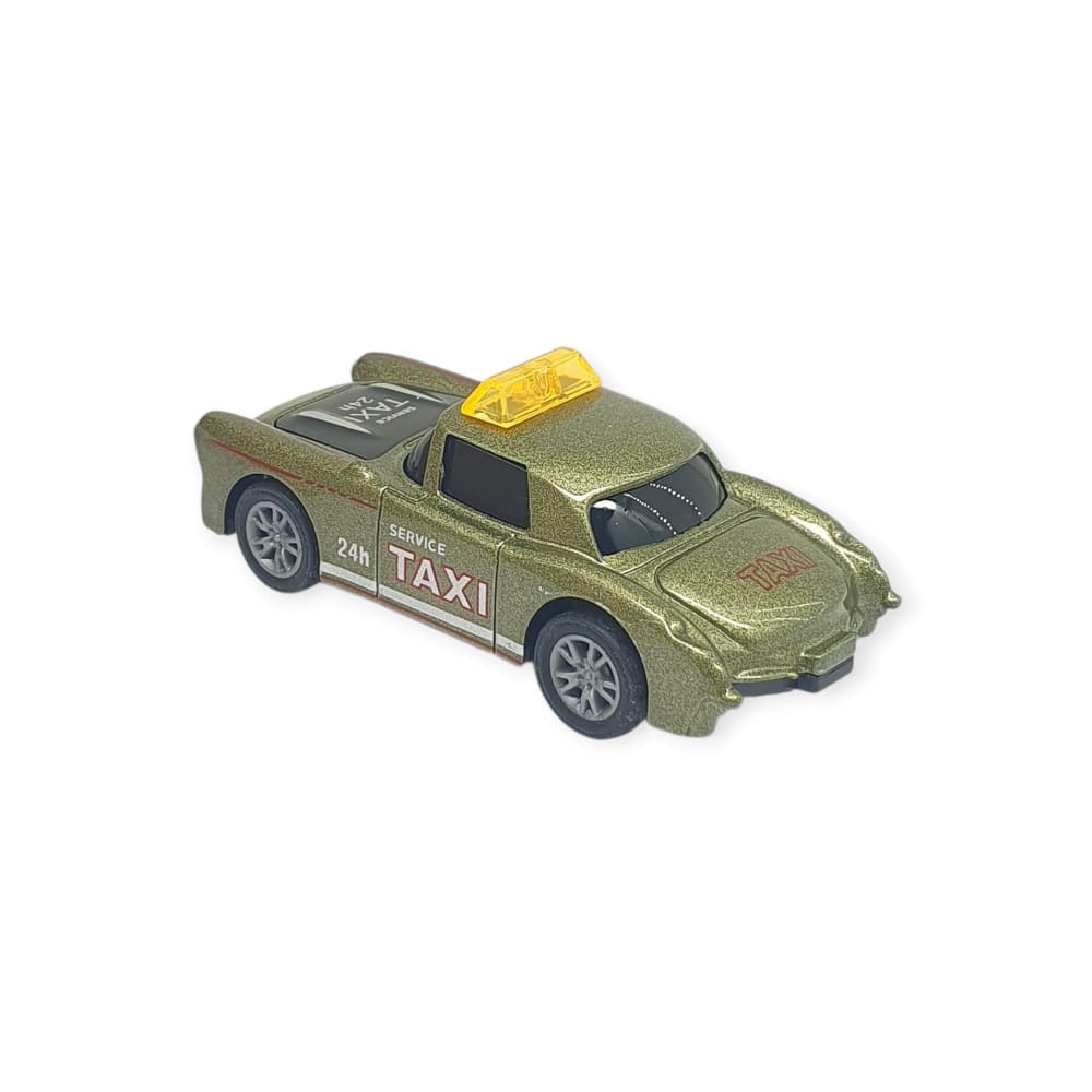 Çek Bırak Metal Küçük Arabalar 8 cm - SH40031 - Haki Taxi (Lisinya)