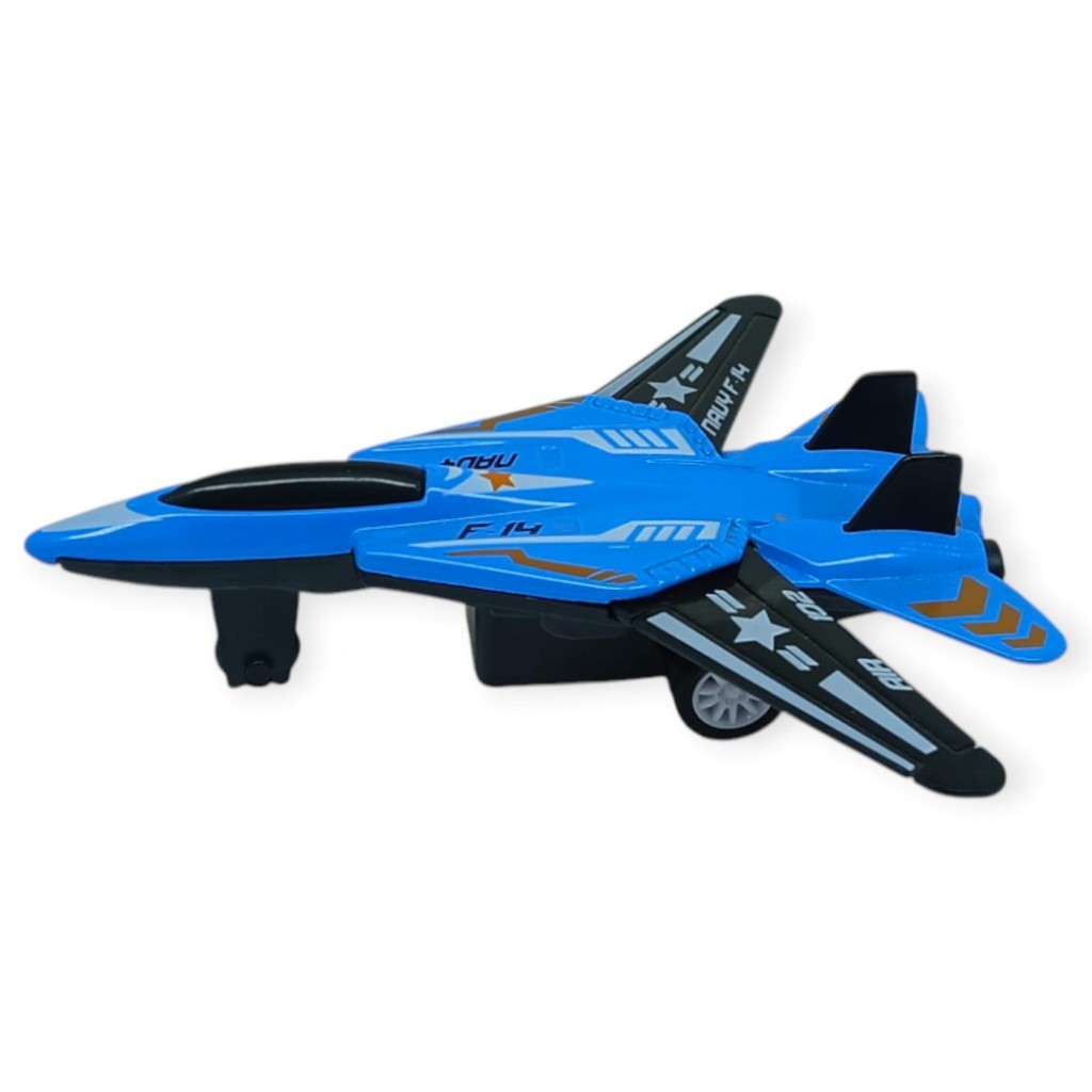 Çek Bırak Metal Mini Savaş Uçağı 10 cm - Mavi (Lisinya)