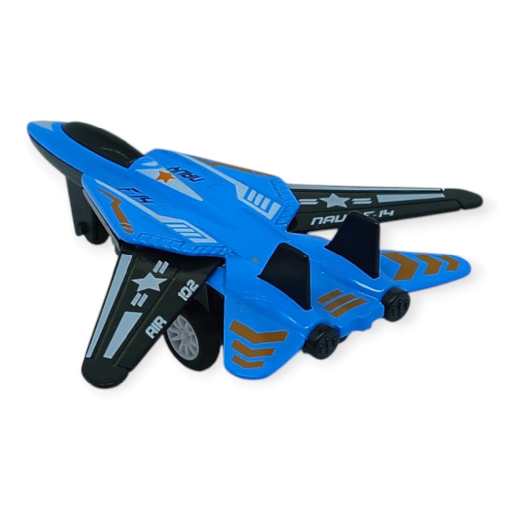 Çek Bırak Metal Mini Savaş Uçağı 10 cm - Mavi (Lisinya)