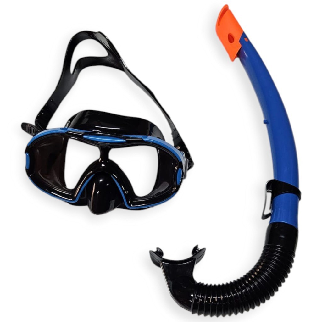 Çocuk Dalış Maskesi ve Snorkel Seti - Star Diving - Mavi (Lisinya)
