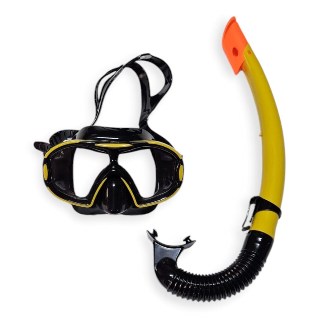 Çocuk Dalış Maskesi ve Snorkel Seti - Star Diving - Sarı (Lisinya)