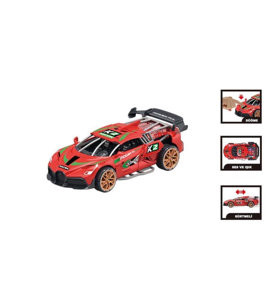 D500-04 - SÜRTMELİ SESLİ IŞIKLI SPOR ARABA 6 (Lisinya)
