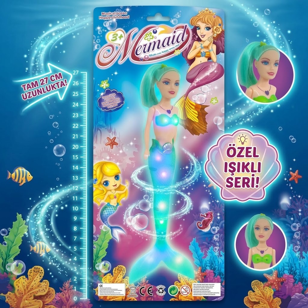 Sihirli Deniz Kızı Işıklı Bebek - Yeşil (Lisinya)