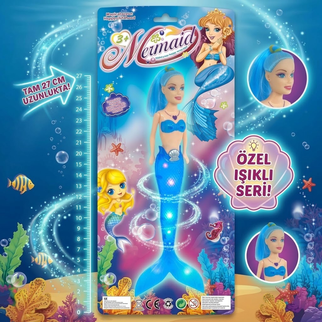 Sihirli Deniz Kızı Işıklı Bebek - Mavi (Lisinya)