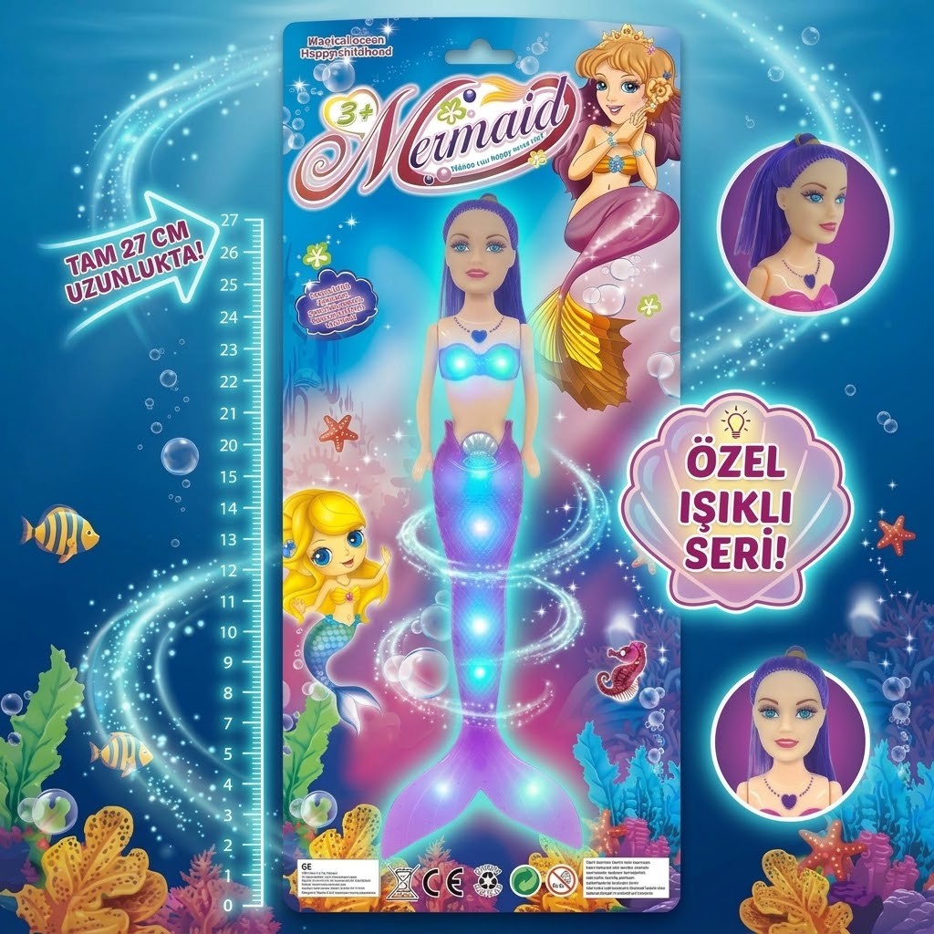 Sihirli Deniz Kızı Işıklı Bebek - Mor (Lisinya)