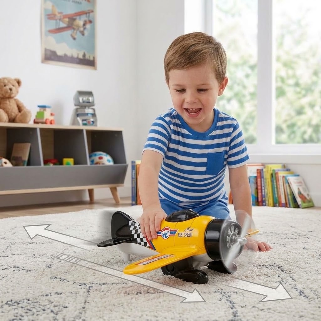 Die-Cast Çek-Bırak Uçak Oyuncak - Sarı (Lisinya)