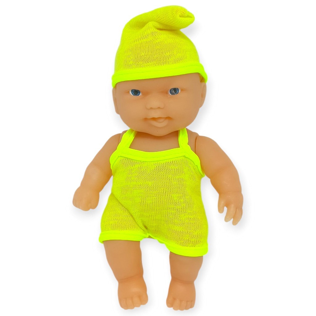 20 cm Sevimli Et Bebek - Çıkarılabilir Neon Kıyafetli Gerçekçi Oyuncak Bebek   - Sarı (Lisinya)