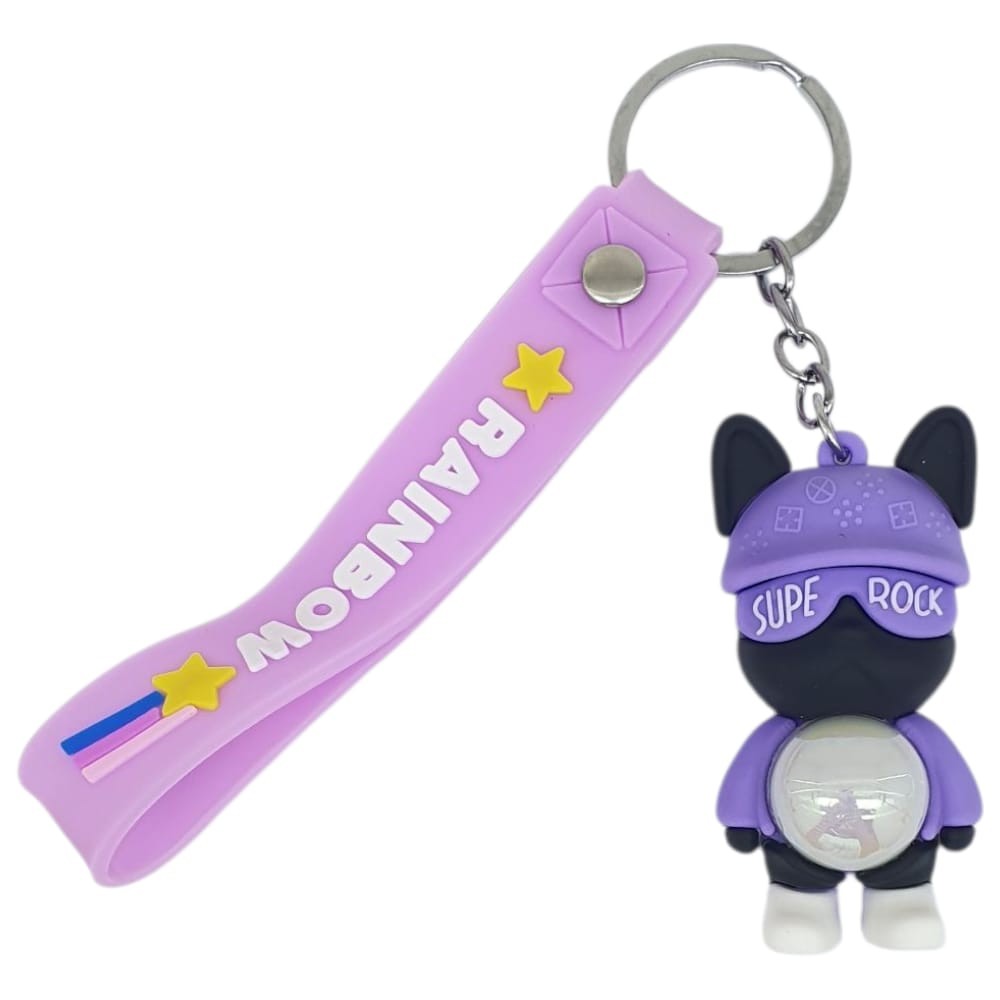 Figürlü ve Işıklı Silikon Anahtarlık -  Supe Rock - Mor (Lisinya)
