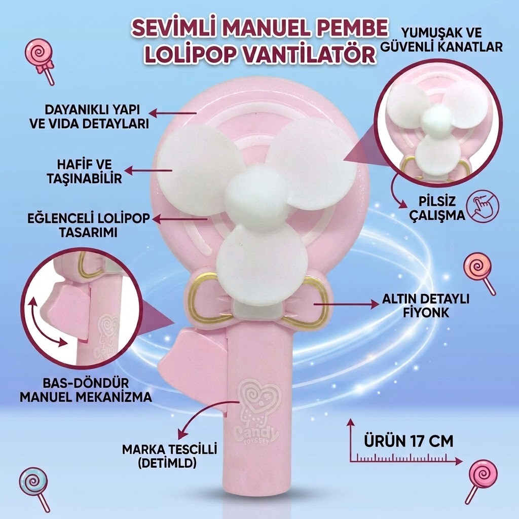 Lolipop Model El Fanı - Pembe (Lisinya)