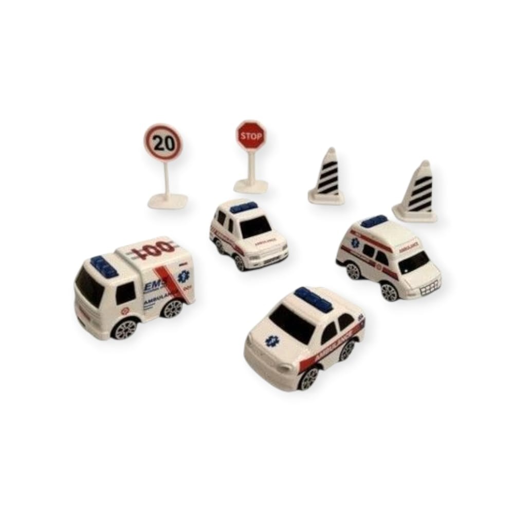 İş Makinaları 8 Parça Araç Seti - Ambulans Seti (Lisinya) İş Makinaları 8 Parça Araç Seti - Ambulans Seti (Lisinya)