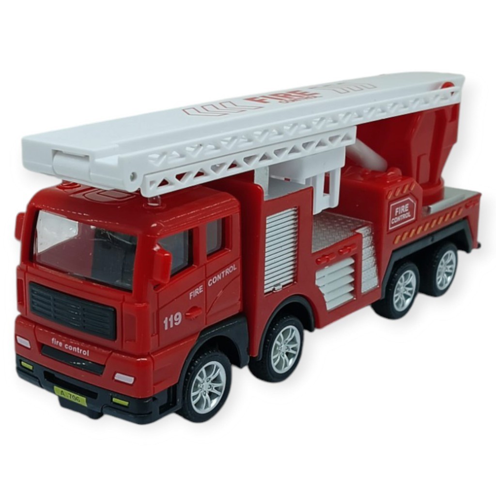 İş Makinaları Serisi - Sürtmeli İtfaiye Aracı 16 cm  - Katlanan Merdiven (Lisinya)