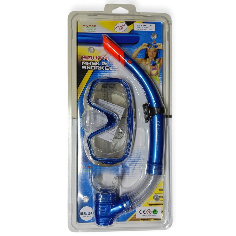 Maske Şnorkel Safari Dalış Seti Tepered Cam - 2186A/113CSB  (Lisinya)