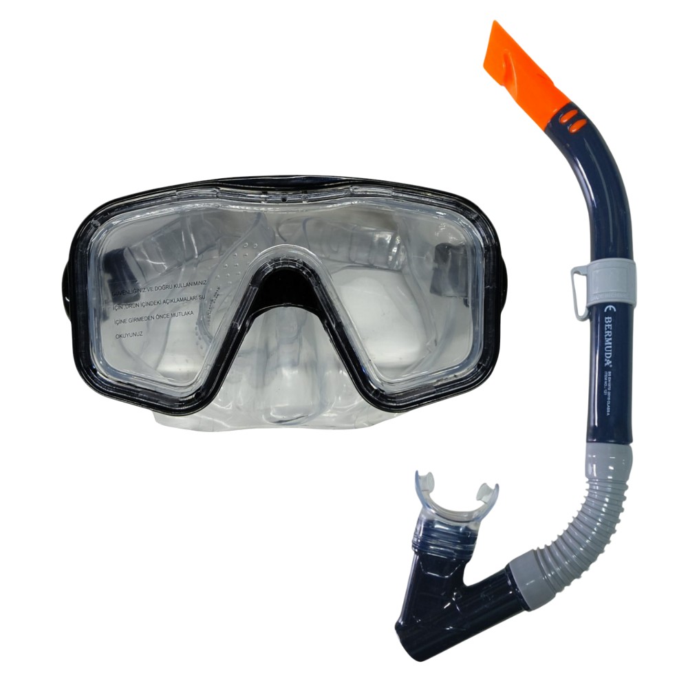 Maske Şnorkel Safari Dalış Seti Tepered Cam - 2186A/113CSB  (Lisinya)