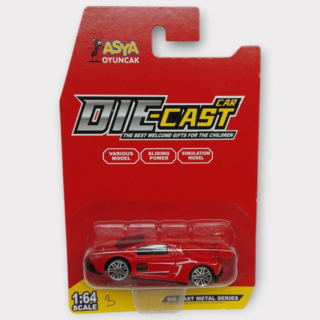 Metal Mini Arabalar  8 cm - Kırmızı - 3 (Lisinya)