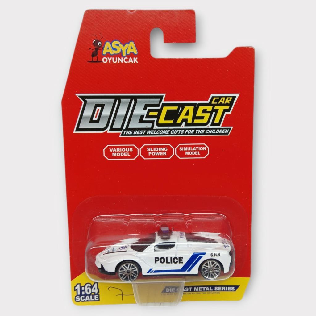 Metal Mini Polis Arabası 8 cm - Polis - 7 (Lisinya) Metal Mini Polis Arabası 8 cm - Polis - 7 (Lisinya)