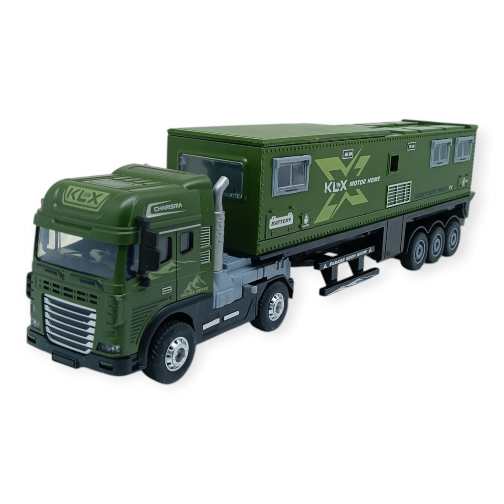 Metal Tır 1:24 - Sesli Işıklı Karavan Tır 39 cm - Yeşil (Lisinya)