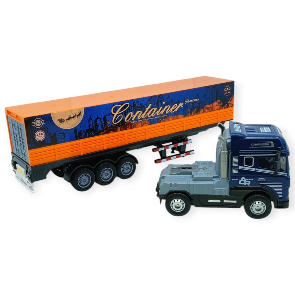 Metal Tır 1:24 - Sesli Işıklı Konteyner Taşıyıcı Tır 39 cm - Lacivert (Lisinya)