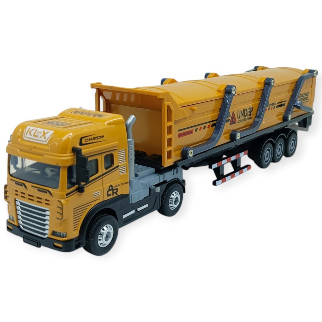 Metal Tır 1:24 - Sesli Işıklı Kum Taşıyıcı Tır 39 cm - Sarı  (Lisinya)