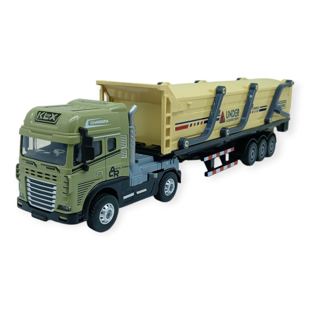 Metal Tır 1:24 - Sesli Işıklı Kum Taşıyıcı Tır 39 cm - Haki (Lisinya)