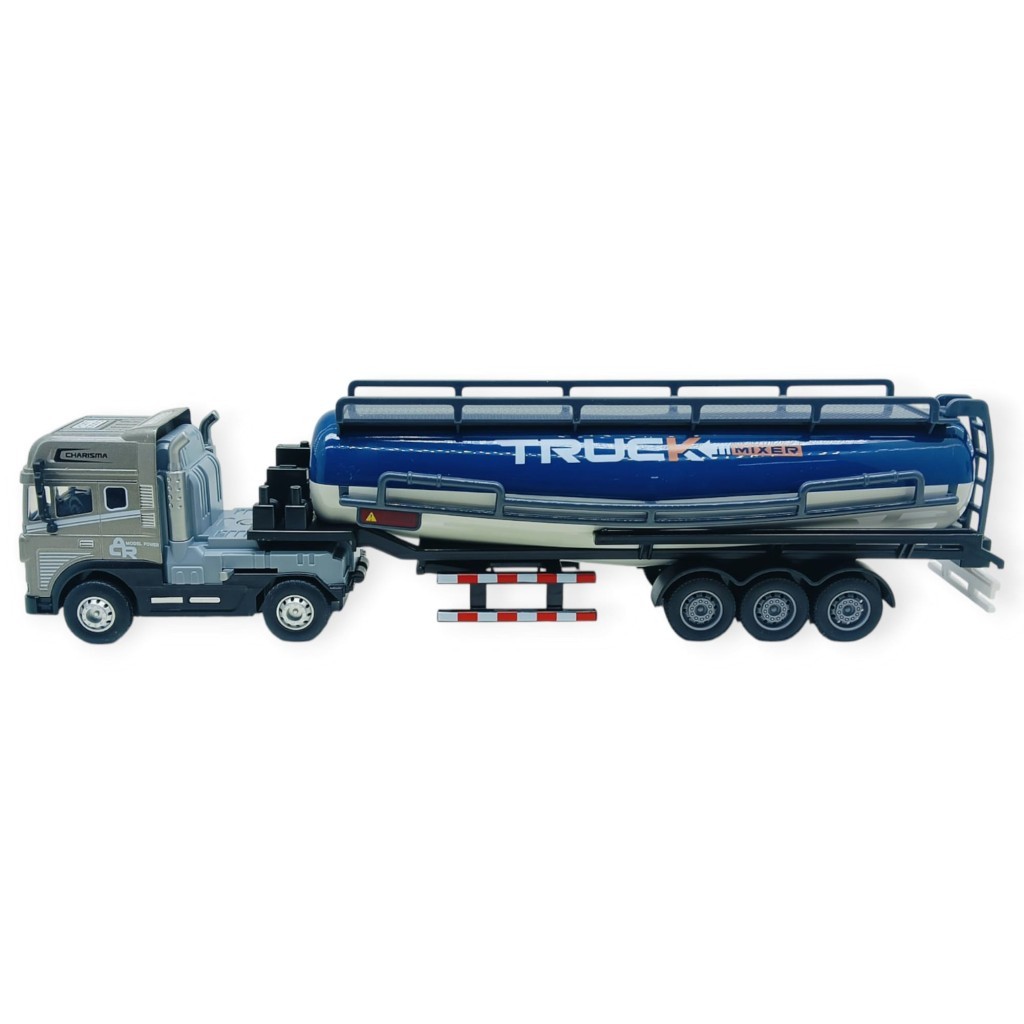 Metal Tır 1:24 - Sesli Işıklı Tanker Tır 39 cm - Gri Kafa (Lisinya)