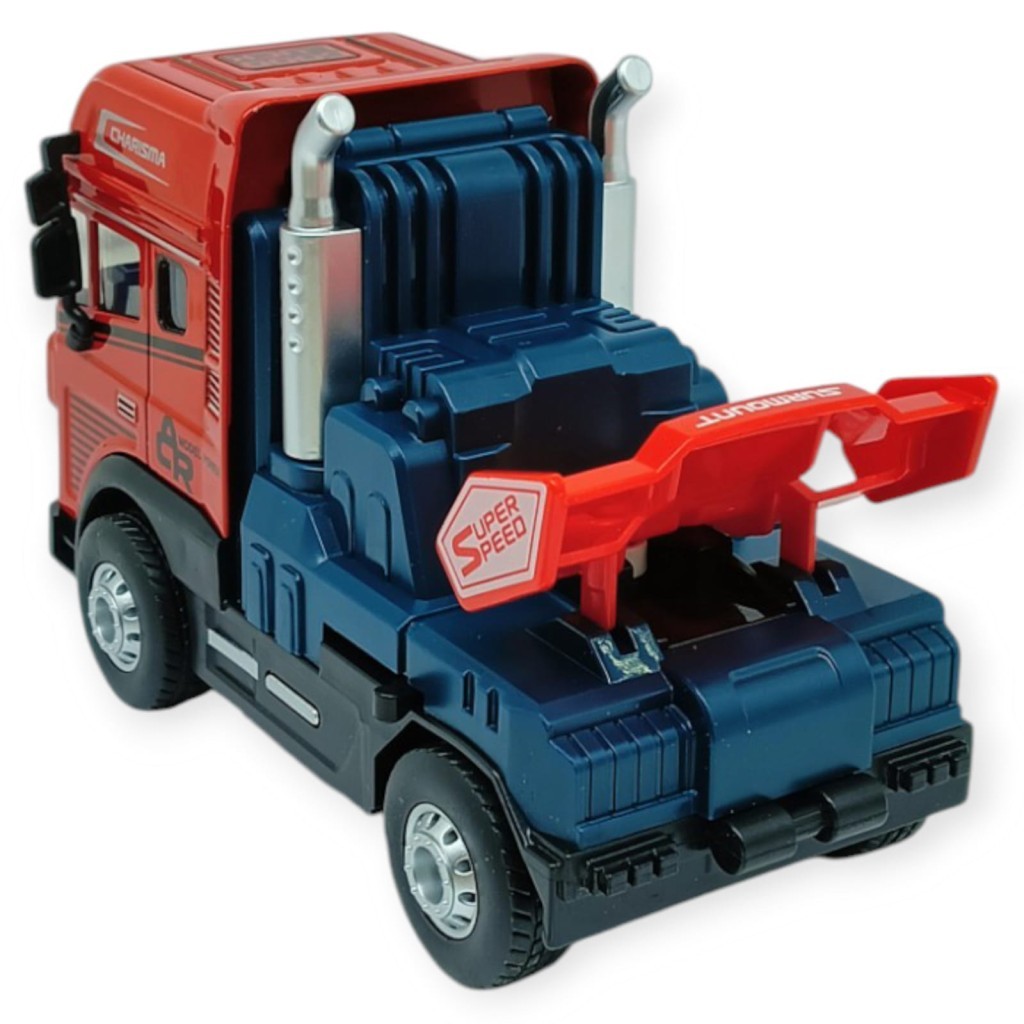 Metal Tır 1:24 - Sesli Işıklı Tır 13 cm - Kırmızı (Lisinya)