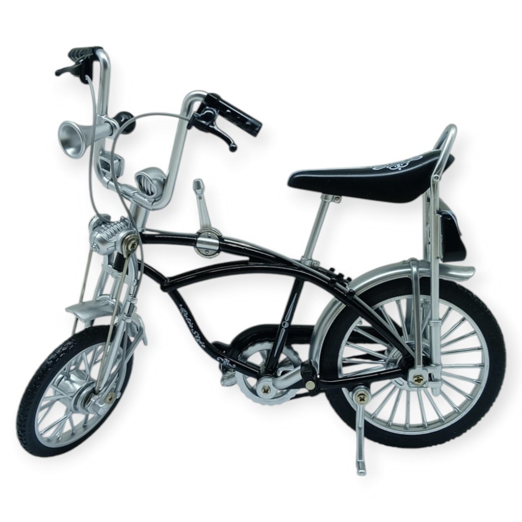 Model Araçlar -1:8 Metal Retro Pinokyo Bisiklet - Die -Cast 17 cm - Siyah (Lisinya)
