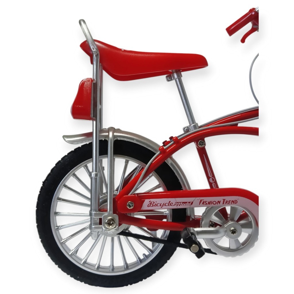 Model Araçlar -1:8 Metal Retro Pinokyo Bisiklet - Die -Cast 17 cm - Kırmızı (Lisinya)