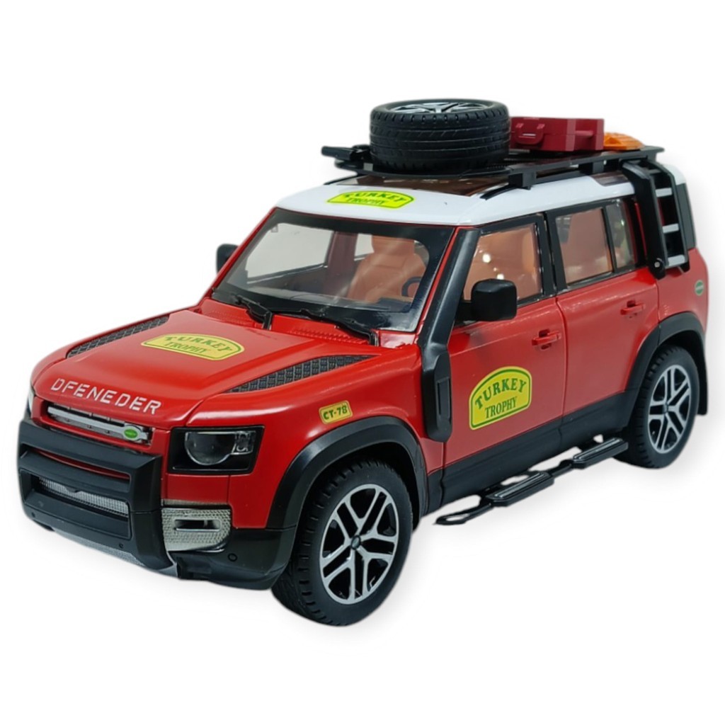 Model Araçlar - Metal Sesli Off-Road Araba 22 cm - Kırmızı (Lisinya)