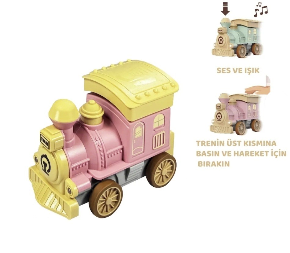 Oyuncak Tren Işıklı Sesli Bas Gitsin 14cm - PEMBE - 8068A (Lisinya)