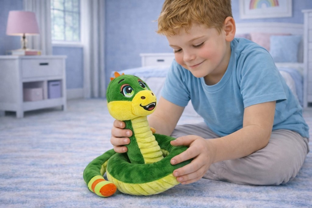 Peluş Sevimli Hayvanlar 35 cm - Yeşil Çıngıraklı Yılan (Lisinya)