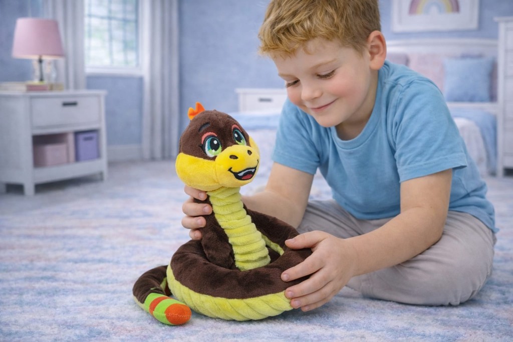 Peluş Sevimli Hayvanlar 35 cm - Kahverengi Çıngıraklı Yılan (Lisinya)